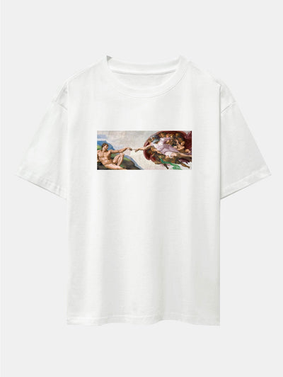 Jimmy® | The Creation Of Adam Print Drop Shoulder Oversize T-Shirt