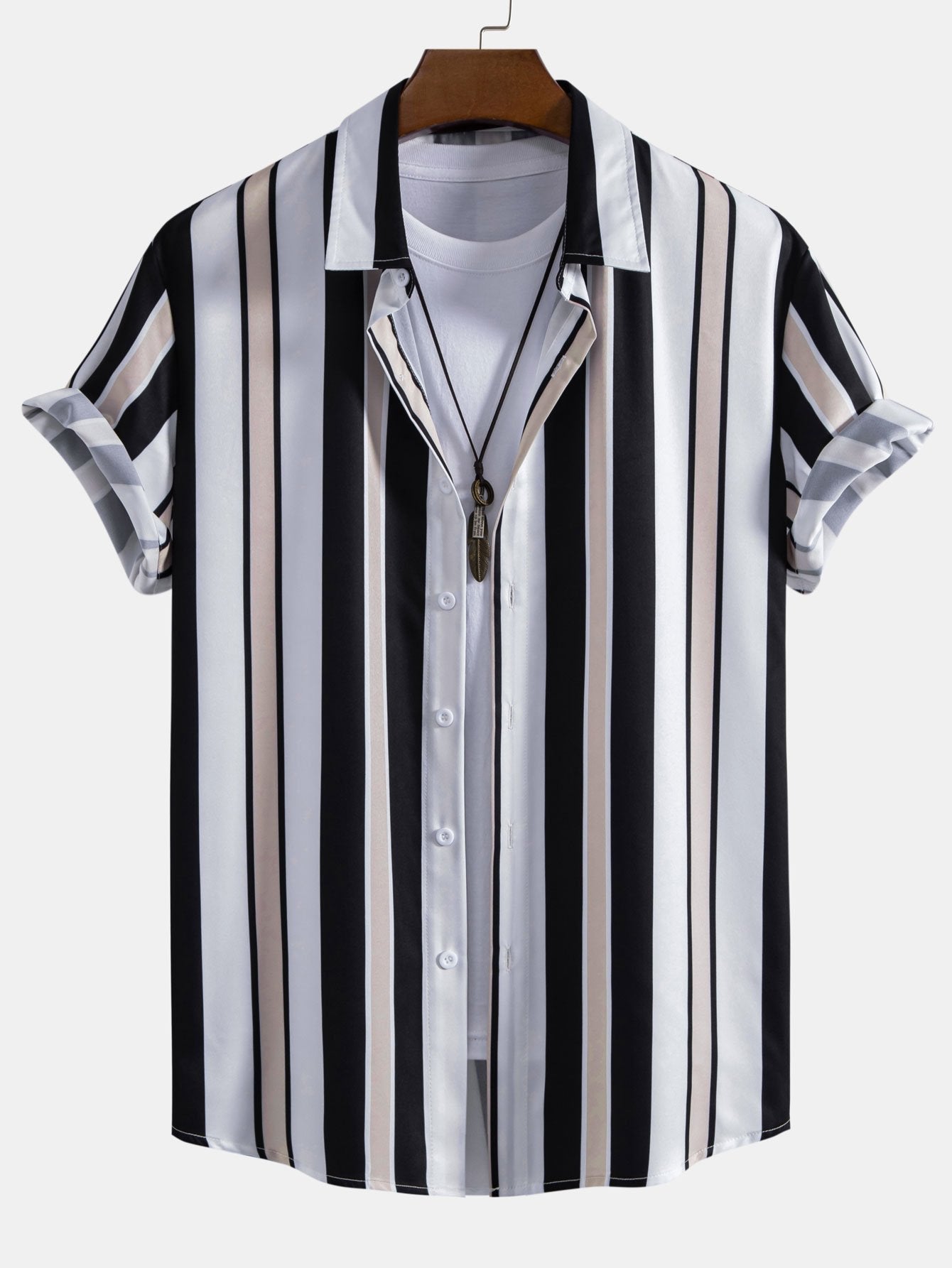 Anfernee® | Stripe Print Button Up Shirt