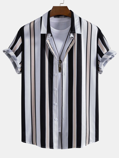 Anfernee® | Stripe Print Button Up Shirt