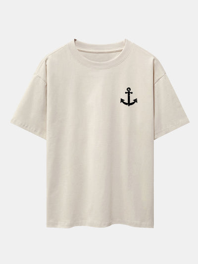 Alenio® | Anchor Print Drop Shoulder Oversize T-Shirt