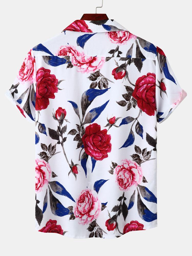 Alfredo® | Red Rose Print Revere Shirt