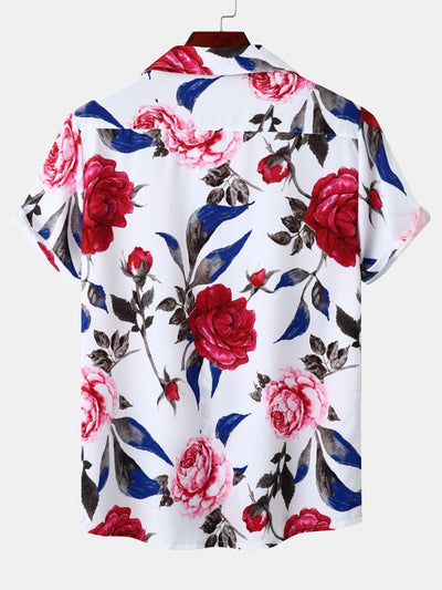 Alfredo® | Red Rose Print Revere Shirt