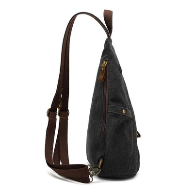 Men's Vine Canvas Solid Color Chest Bag