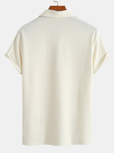 Ezra | Muscle Fit Ribbed Half Zip Polo