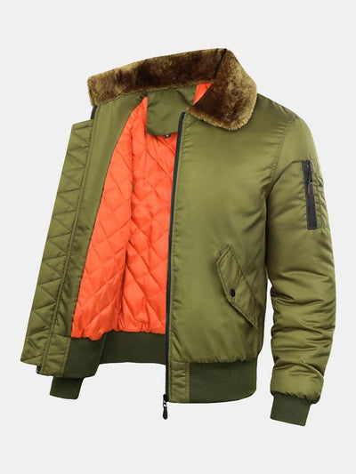 Ronan | Quilted Lined Bomber Jacket With Faux Fur Collar