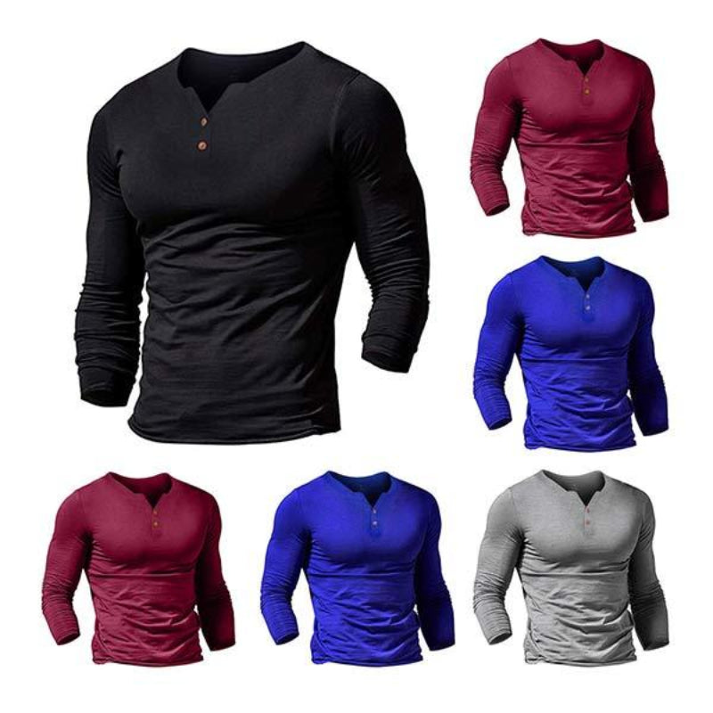 Men's solid color long sleeve T-shirt W