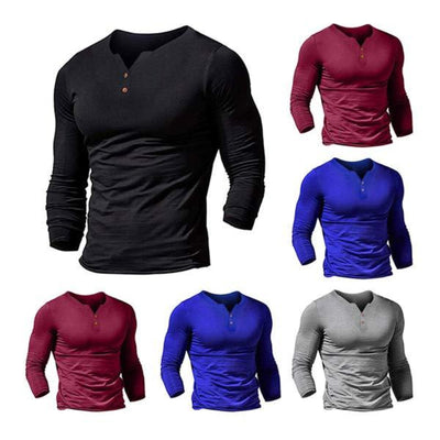 Men's solid color long sleeve T-shirt W