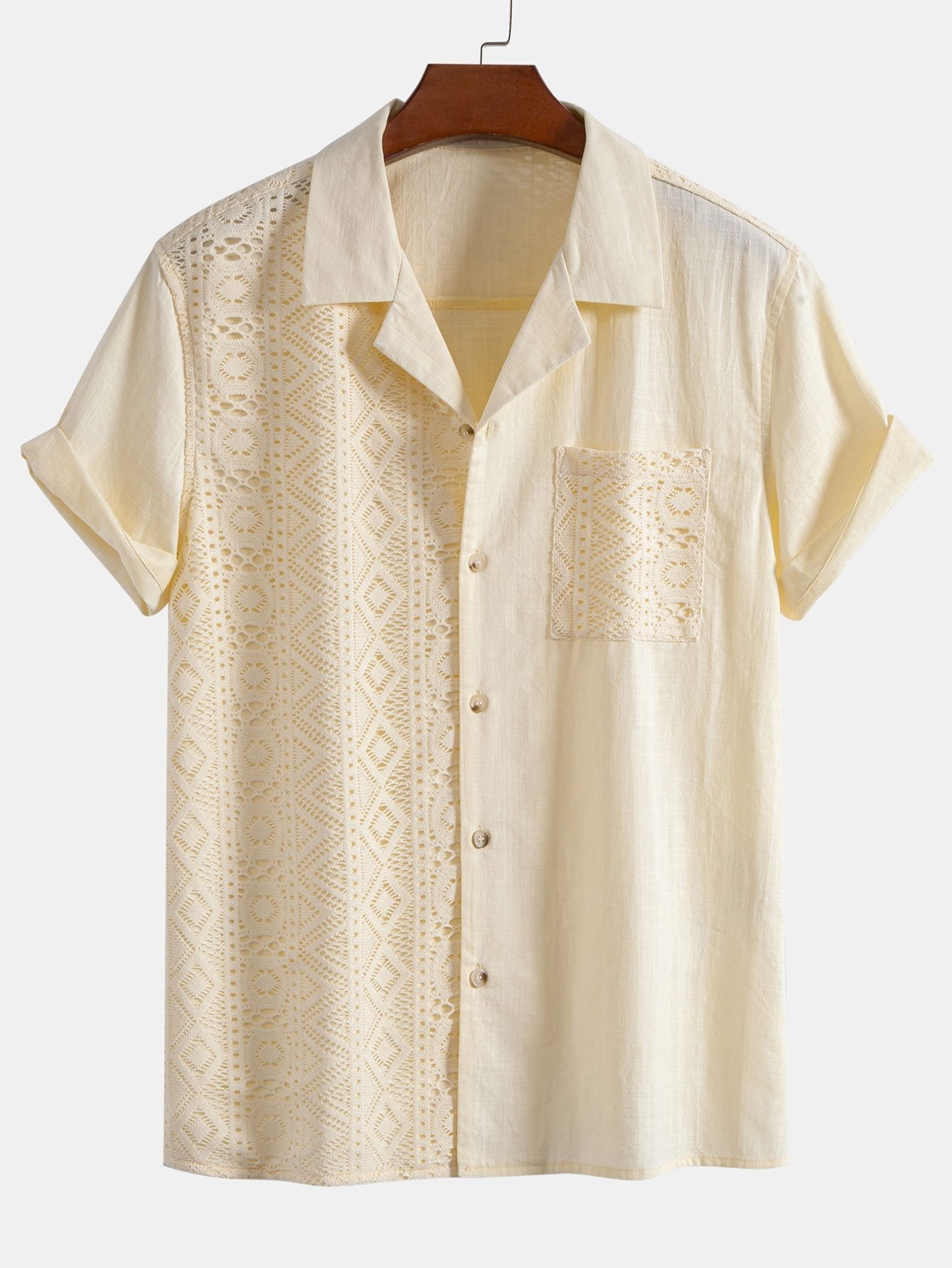 Anakin® | Geometric Textured Patchwork Cuban Shirt