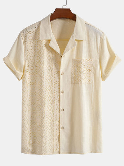 Anakin® | Geometric Textured Patchwork Cuban Shirt