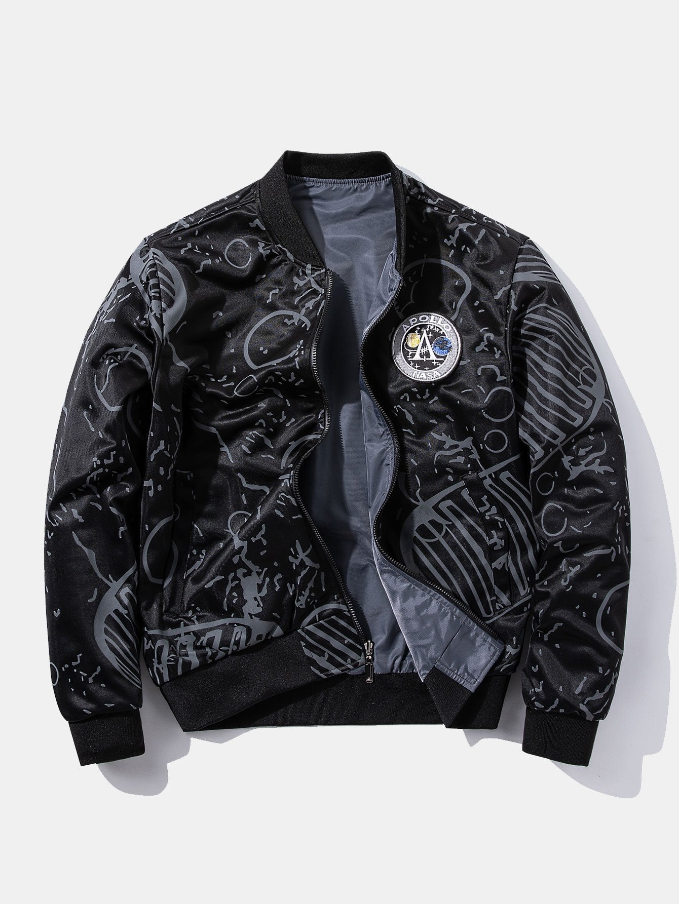 Hunter | Reversible NASA Embroidered Patch Bomber Jacket