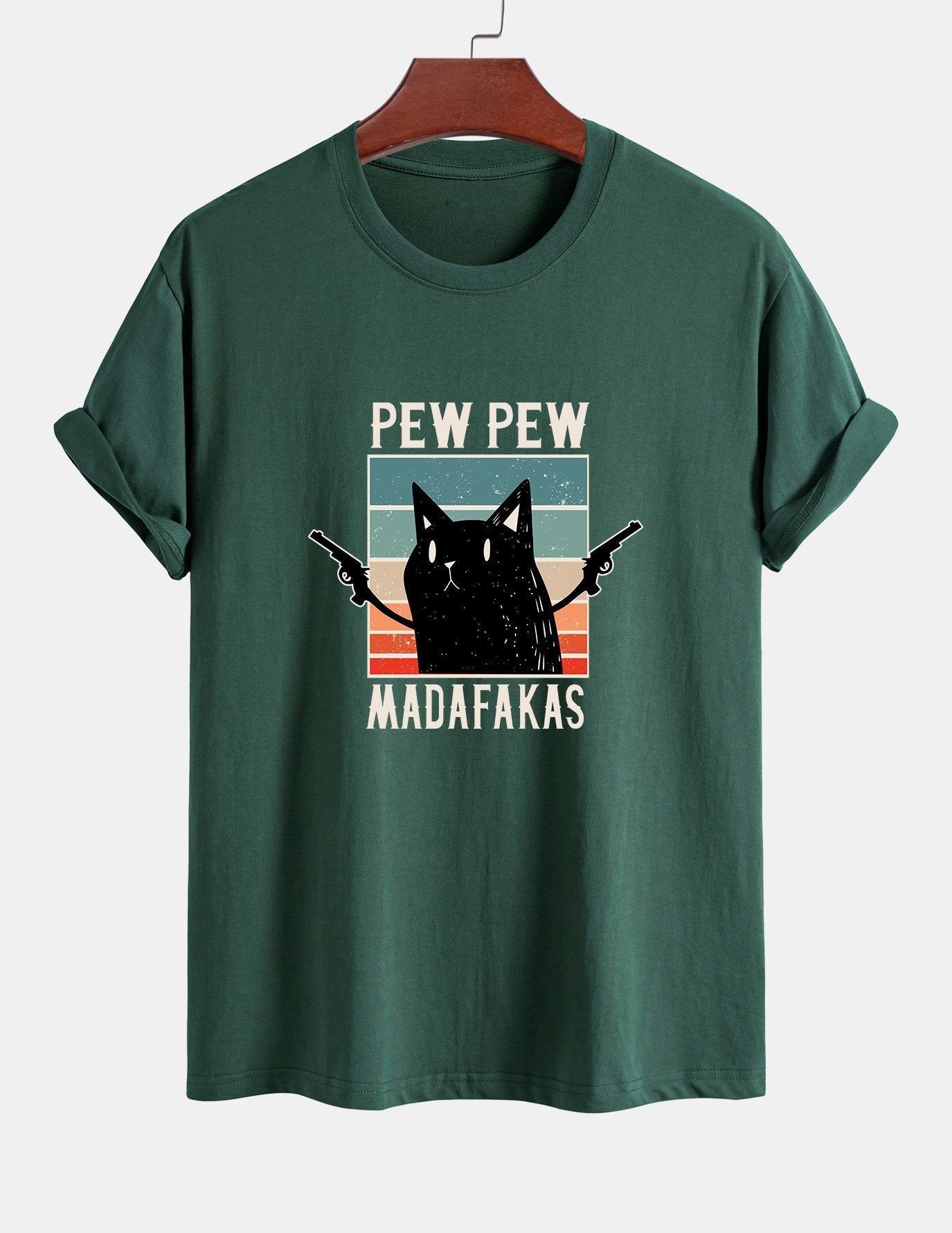 Tadeo® | Black Cat Print Cotton T-Shirt