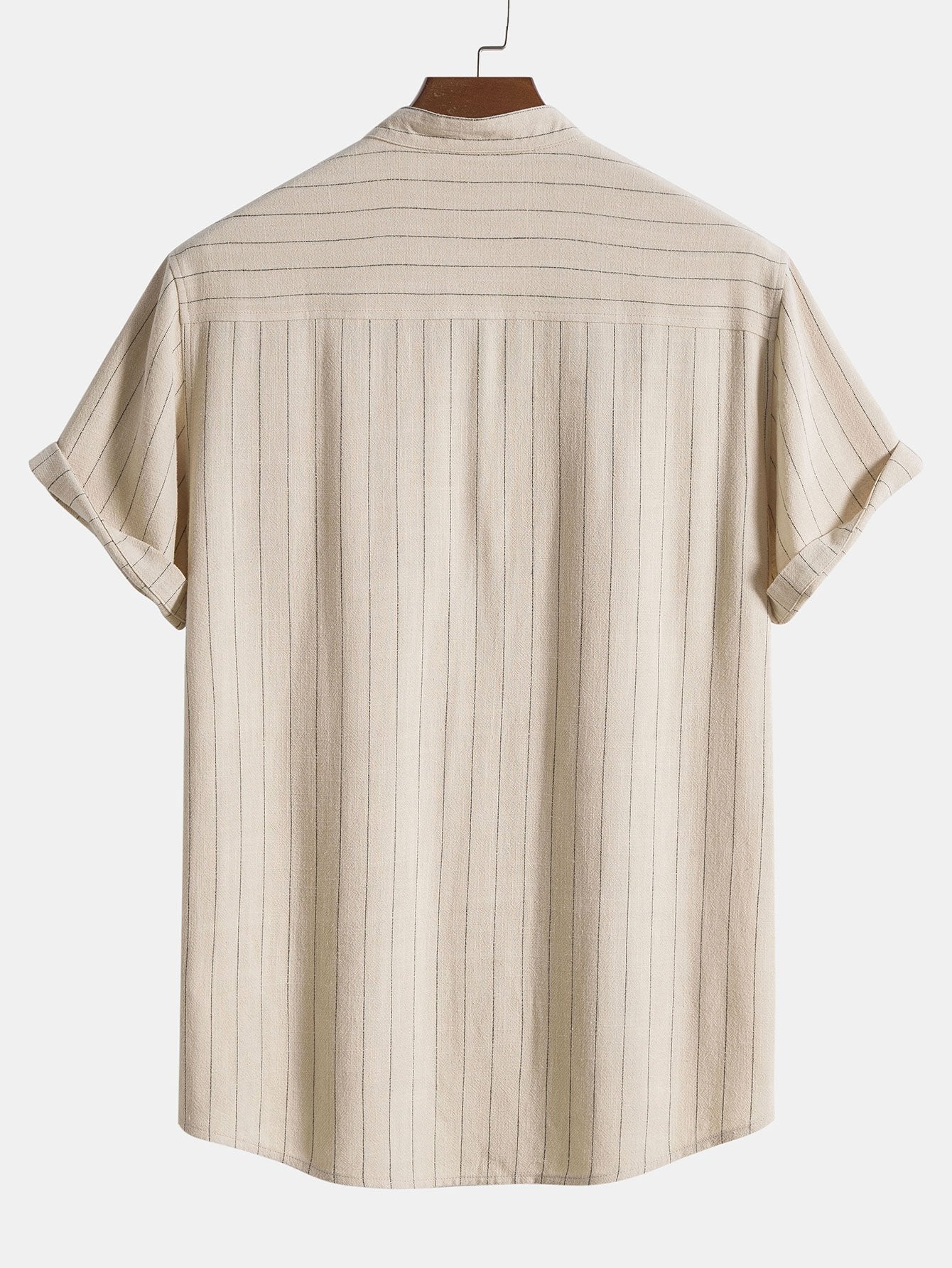Aryan® | Linen Blend Striped Half Open Placket Henley Collar Shirt
