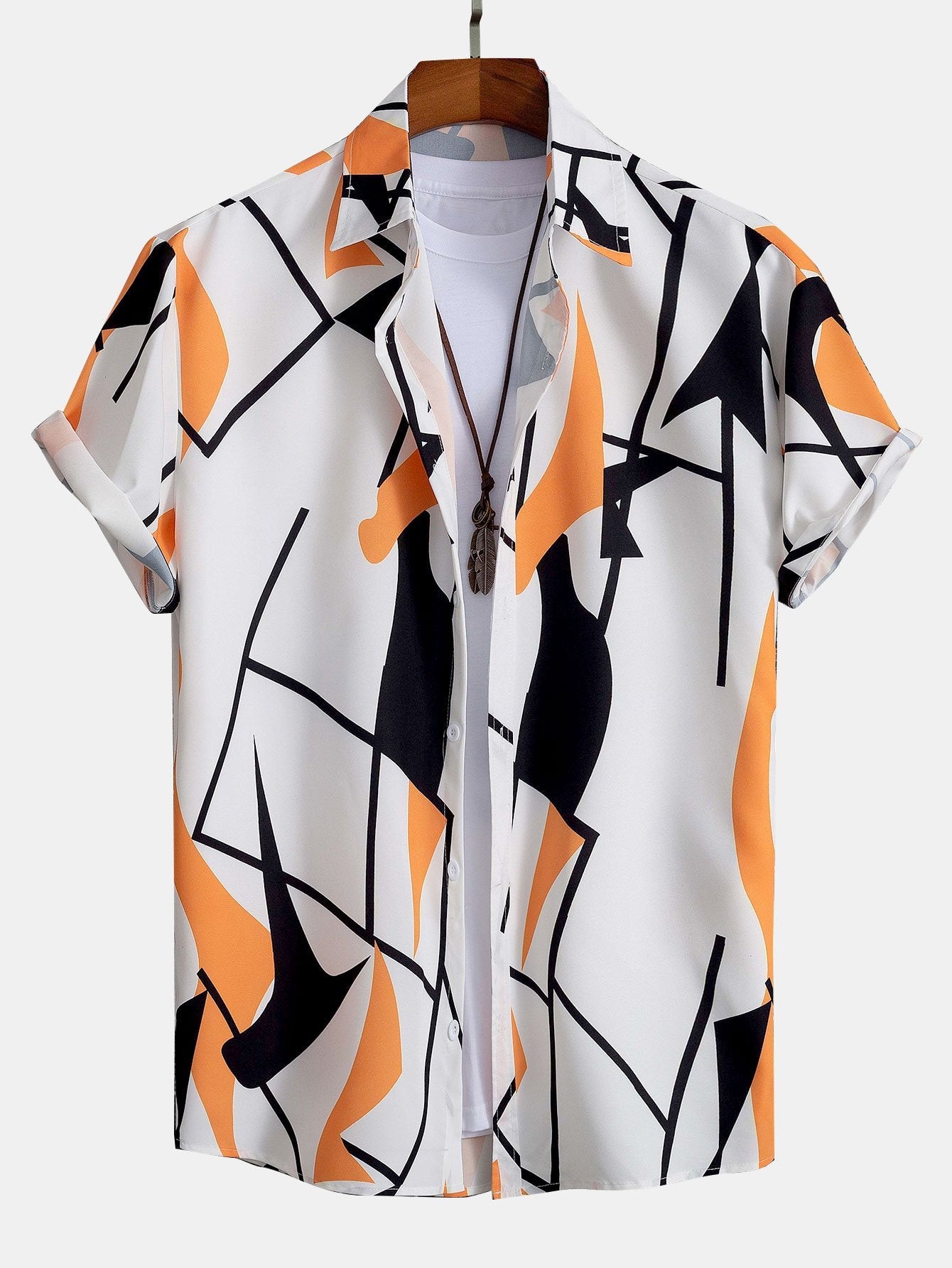 Pablo® | Color Block Abstract Print Button Up Shirt