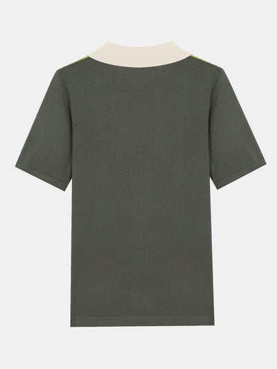 Brooks | Striped Short Sleeve Color Block Sweater Polo