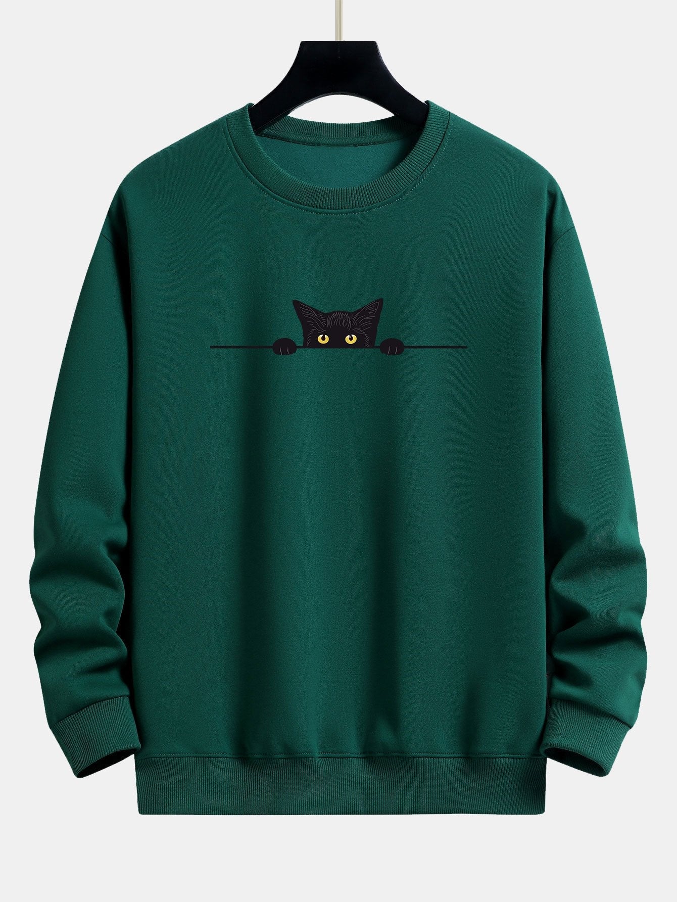 Connor® | Black Cat Print Relax Fit Sweatshirt