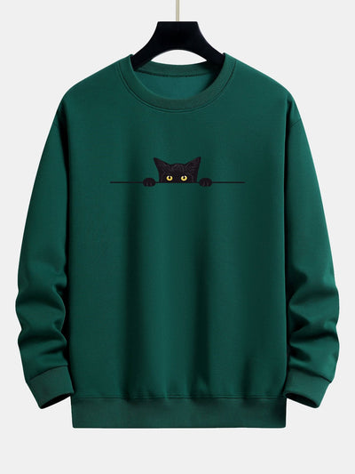 Connor® | Black Cat Print Relax Fit Sweatshirt