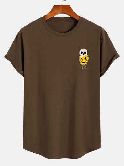 Beau® | Skull Evil Face Print Cotton Arc Hem T-Shirt