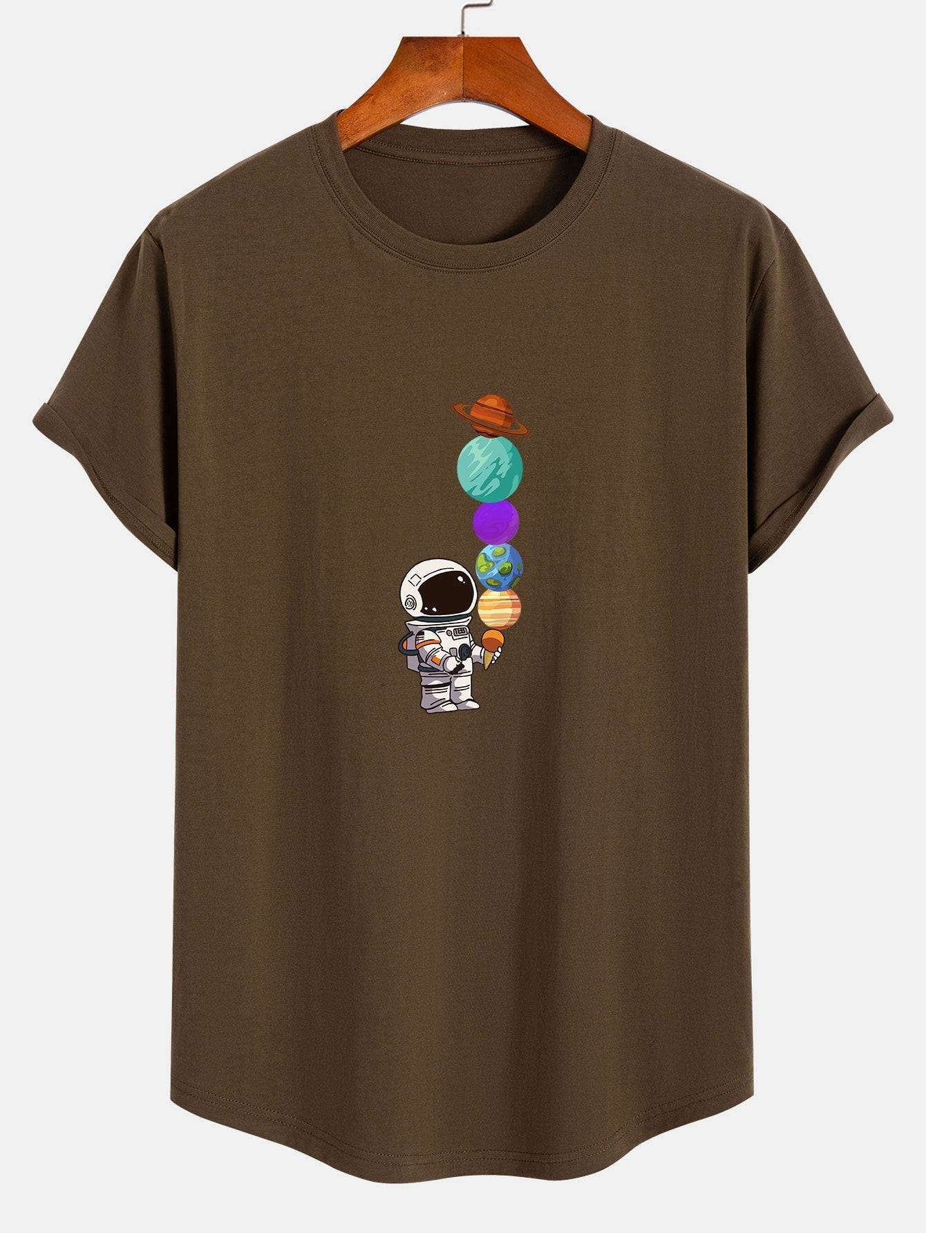 Antolín® | Planet Astronaut Print Cotton Arc Hem T-Shirt