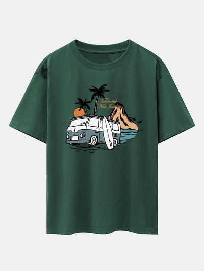 Emilio® | Car Island Print Drop Shoulder Oversize T-Shirt