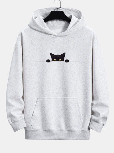 Jax | Black Cat Print Relax Fit Hoodie