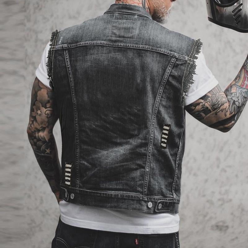 Men's Casual Vintage Lapel Denim Vest