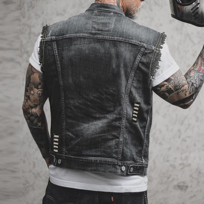 Men's Casual Vintage Lapel Denim Vest