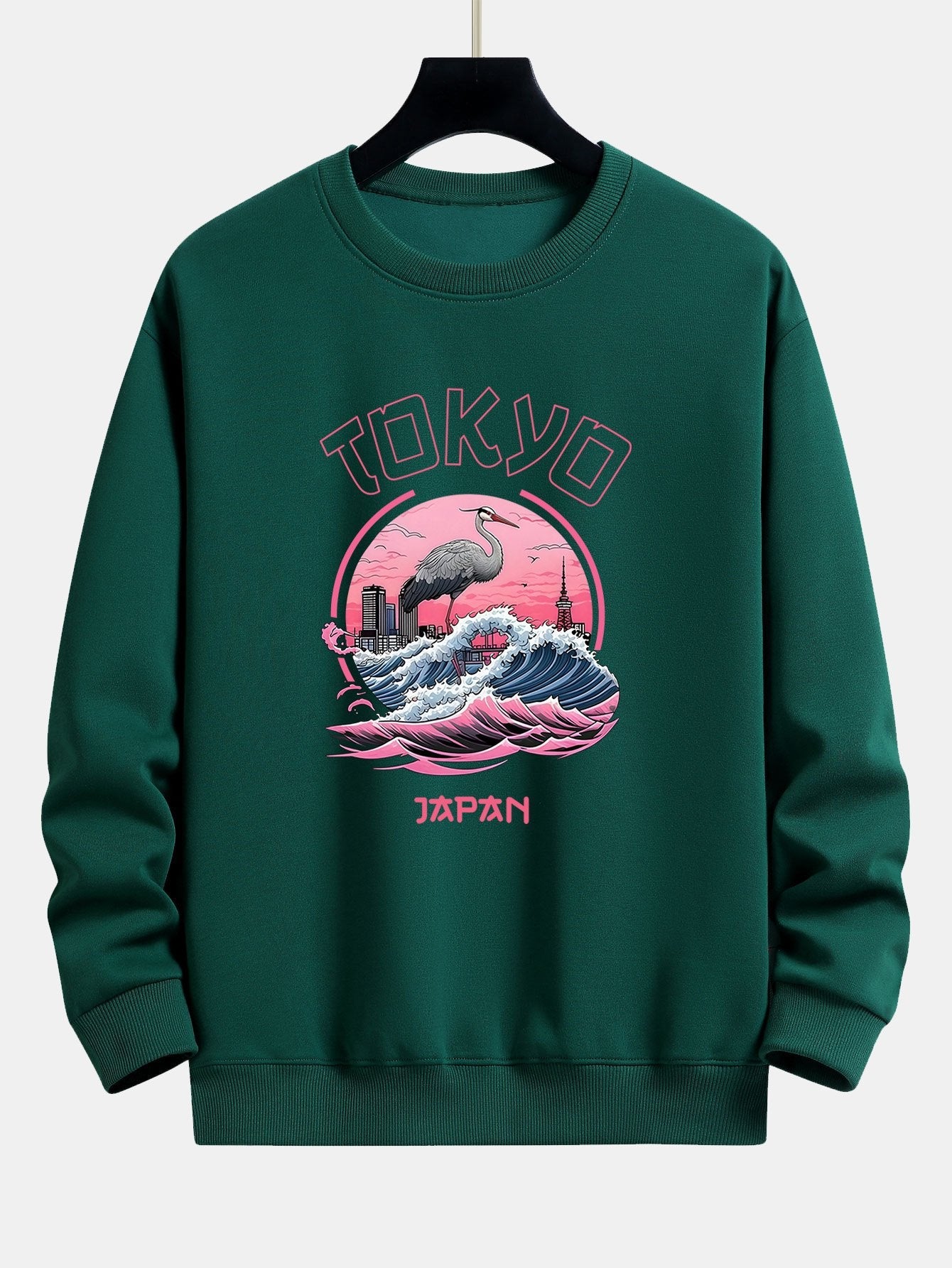 Leonard® | Tokyo Wave Crane Bird Print Relax Fit Sweatshirt
