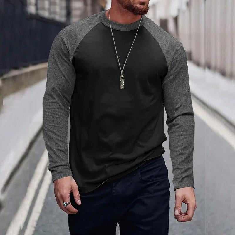 Men's Retro Casal Colorblock Rond Neck Long Sleeve T-Shirt