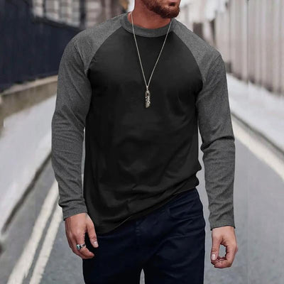 Men's Retro Casal Colorblock Rond Neck Long Sleeve T-Shirt