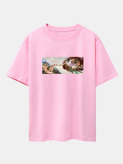 Jimmy® | The Creation Of Adam Print Drop Shoulder Oversize T-Shirt