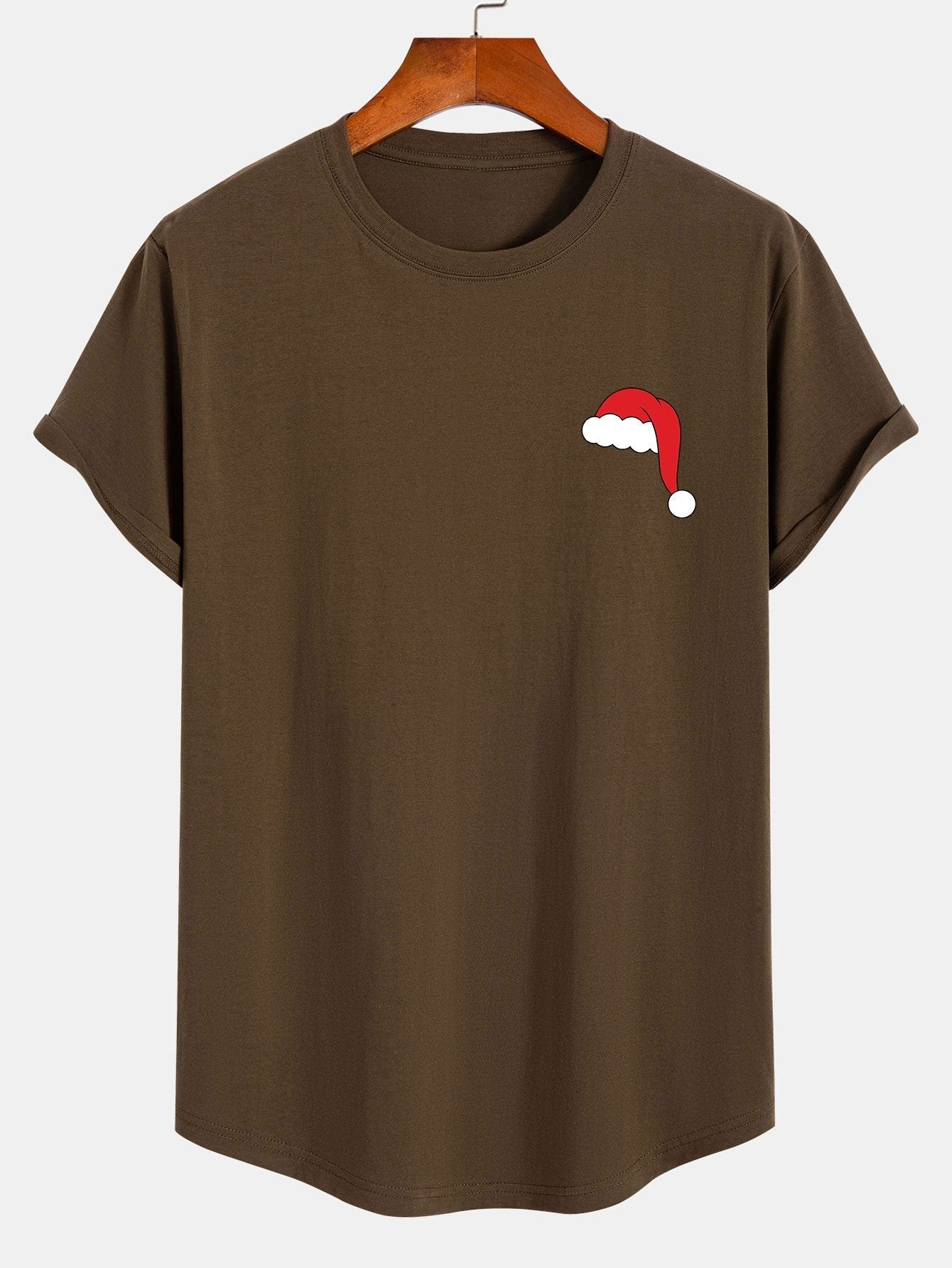 Alcides® | Santa Hat Print Cotton Arc Hem T-Shirt