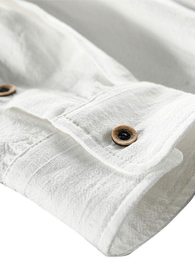 Artor® | Long Sleeve Linen And Cotton Blend Button Up Shirt