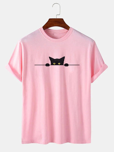 Zenón® | Black Cat Print T-Shirt