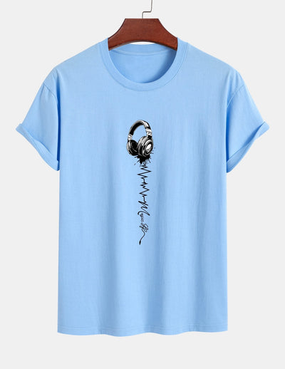 Tulio® | Earphone Print Cotton T-Shirt