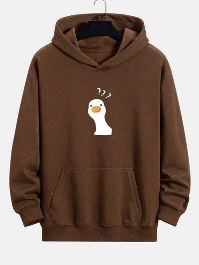 Paul | Question Mark Doubtful Duck Print Relax Fit Hoodie