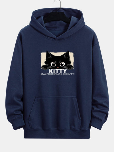 Eliseo | Black Cat Print Relax Fit Hoodie
