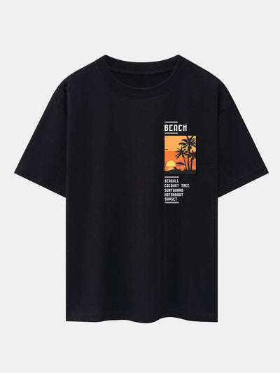 Aldo® | Beach Scenery Slogan Print Drop Shoulder Oversize T-Shirt
