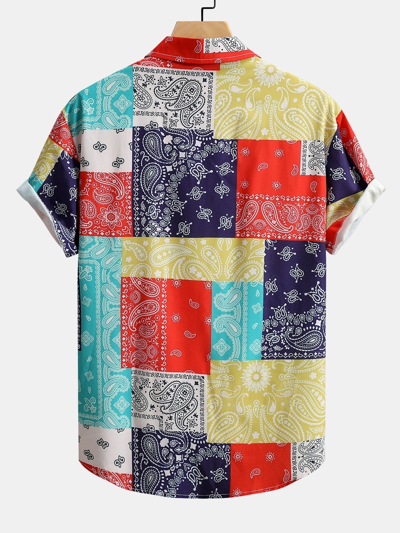 Amare® | Color Block Paisley Print Button Up Shirt