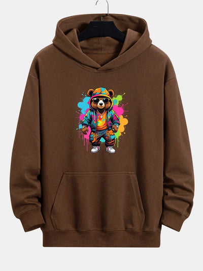 Houston | Ink Bear Print Relax Fit Hoodie