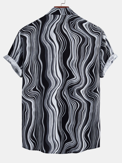 Armelin® | Marble Texture Print Button Up Shirt