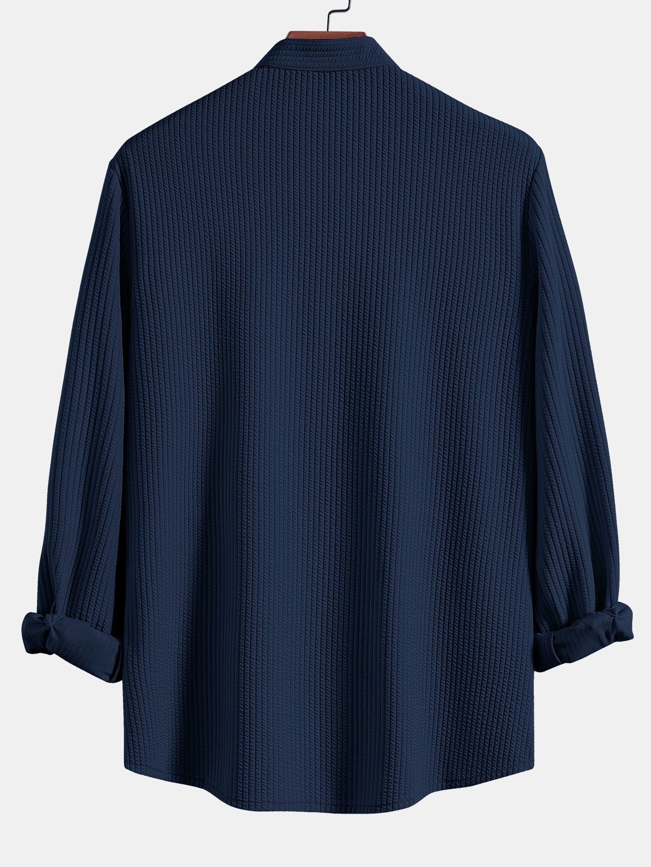 Baldomero® | Long Sleeve Muscle Fit Ribbed Stand Collar Shirt