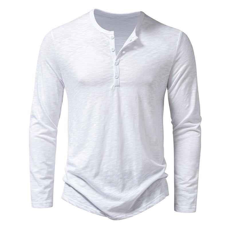 Men's Casal Henley Collar Solid Long Sleeve T-Shirt