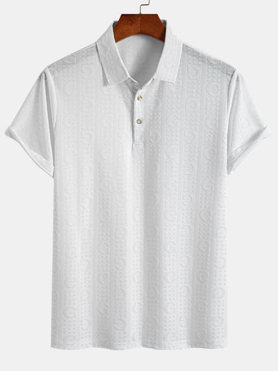 Cornelio® | Short Sleeve Knitted Letter Textured Polo