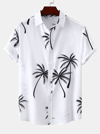 Aristofanes® | Tropical Leaf Print Button Up Shirt