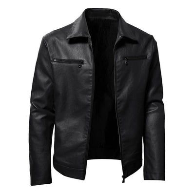 Men's Lapel Collarip-p Leather Jacket