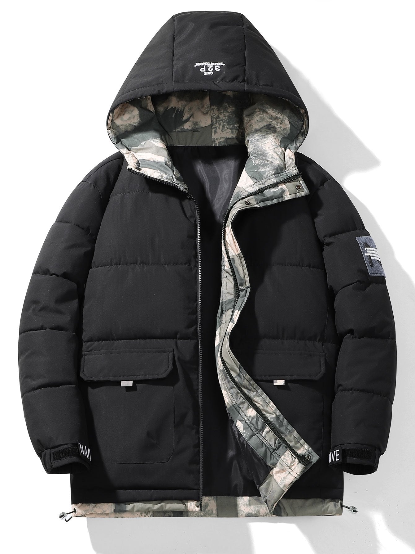 Storm | Camouflage Lined Pockets Hooded Puffer Coat