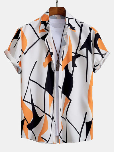 Maximiliano® | Color Block Abstract Print Button Up Shirt & Swim Shorts