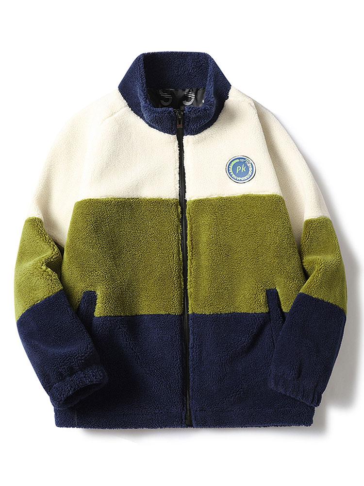 Gideon | Color Block Zip Up Teddy Coat