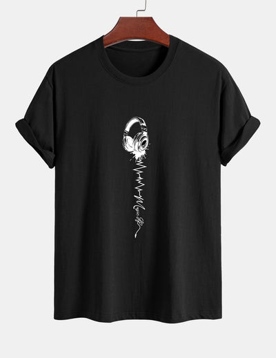 Tulio® | Earphone Print Cotton T-Shirt