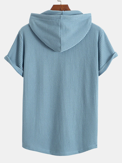 Serafín® | Knitted Waffle Arc Hem Hooded T-Shirt